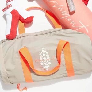 FP Movement by Free People Beige Duffel with Orange Straps